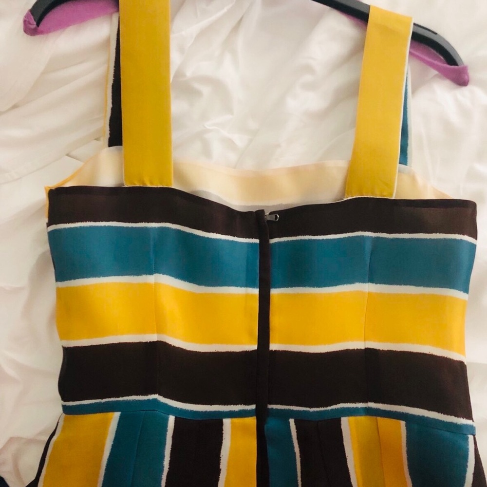 GIFTABLE Dolce & Gabbana Yellow, Teal & Brown Striped Midi Dress Size 40 - Picture 7 of 10